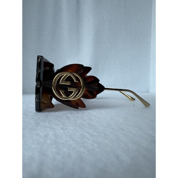 $1085 GUCCI Gold Brown Leaf Oversize Tortoiseshell Havana Sunglasses GG0535S 003 - Picture 5 of 13